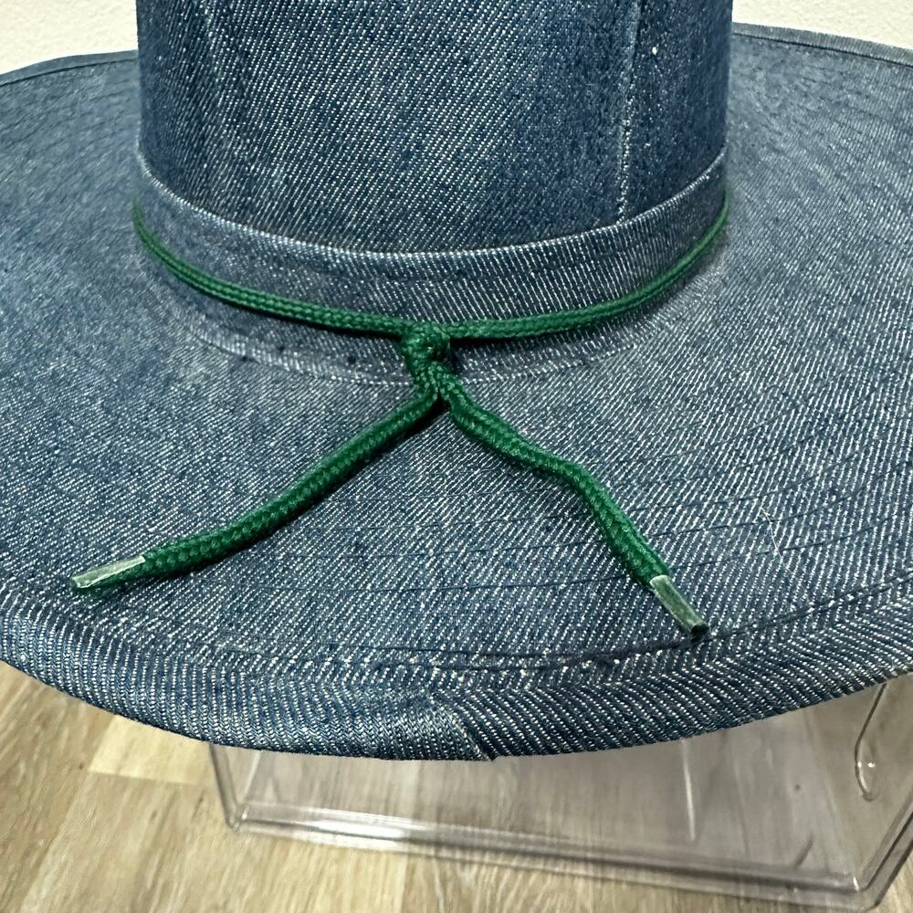 Wide Brim Denim Cowboy Hat Unisex Artisan Western Festival Workwear - Picture 3 of 10